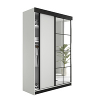 Schwebetürenschrank mit Spiegel TULIA Weiß + Schwarz