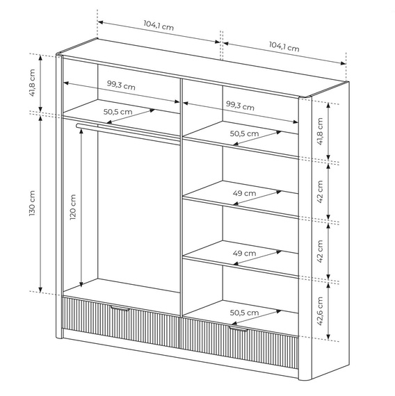  Drehtürenschrank mit Lamellen Cashmir BELLO