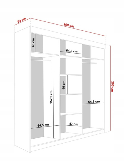 Garderobenschrank mit Schiebetüren TORET, Breite 250 cm