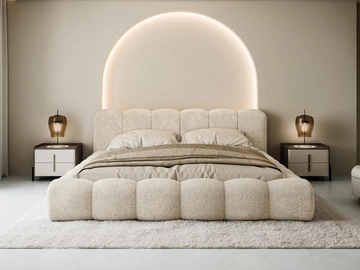 Beige \ Lattenrost mit Holzrahmen \ 160