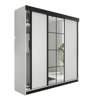 Schwebetürenschrank mit Spiegel TULIA Weiß + Schwarz