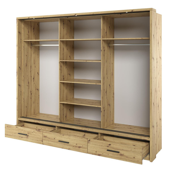 Kleiderschrank mit 3 Schubladen ARTI EICHE ARTISAN