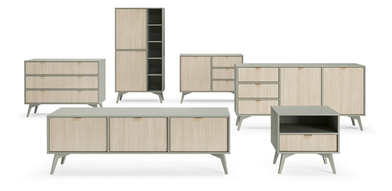 Regal mit zwei Türen MARIA Grün Aluminiumgriffe