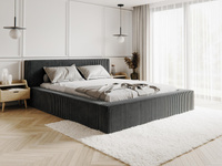 Bett cordstoff ASTA Doppelbett mit Kopfstütze Graphit 180x200