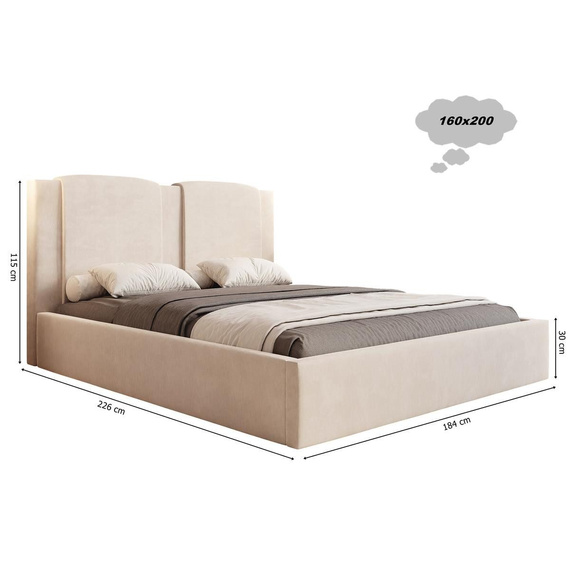 Elegant Designerbett mit Bettkasten grau 160x00 LANZA