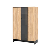 Standvitrine PORTO mit 3 Türig und 2 Schubladen Eiche