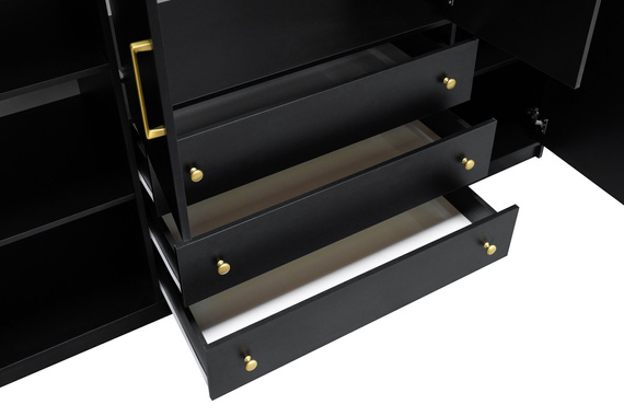 Kleiderschrank mit 3 Schubladen RETRO D4 Gold Griffe