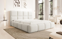 Bett aus Bouclé MERID Creme 180x200