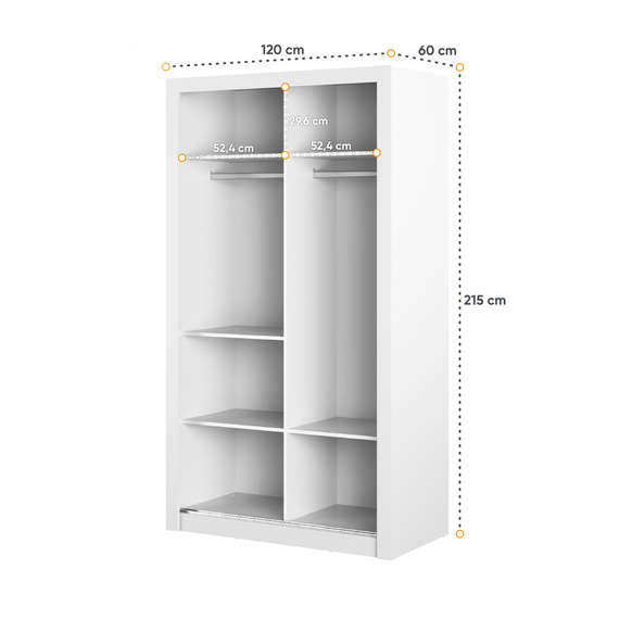 Schwebetürenschrank mit Spiegel ARTI 19 Breite 120 cm Grau