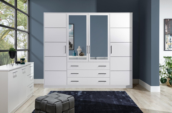 Kleiderschrank mit 3 Schubladen ALEX Weiß