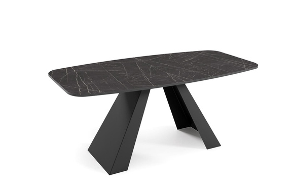 Esstisch mit Metalluntergestell 180 Schwarz Marmor LENO