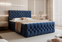 Elegantes Boxspringbett mit H3 Matratze Blau 180x200 MIAMI