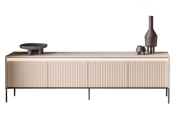 TV-Tisch mit LED-Beleuchtung 4 Türen FLORE Beige