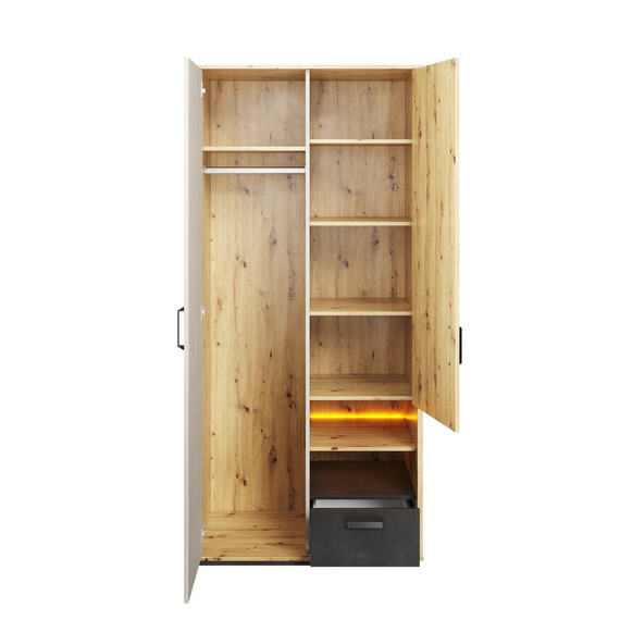 Kleiderschrank mit Schublade BOB zweitürig Artisan Eiche