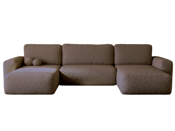 Braun Bouclé Sofa U-Form TEDIS