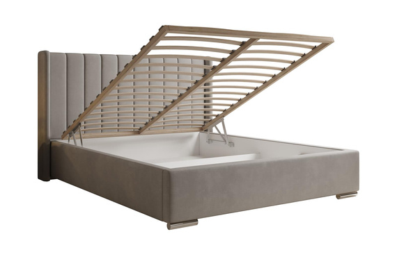 Polsterbett mit Bettkasten und Lattenrost PALMA Beige