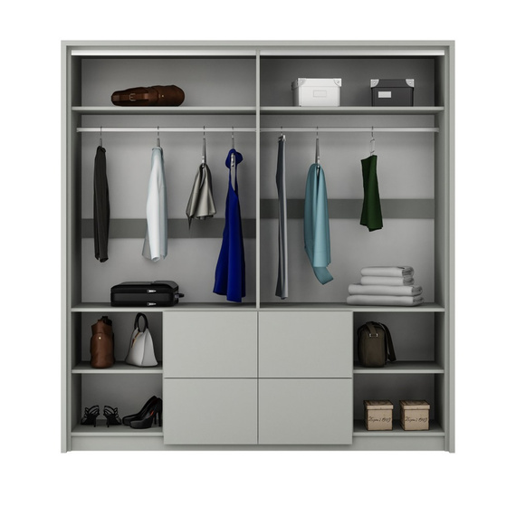 Kleiderschrank mit Spiegel und 4 Schubladen WAKS Weiß