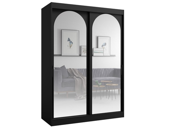 Design Schwebetürenschrank 150 Breit Schwarz LUCY