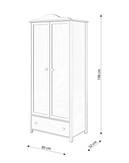 Kleiderschrank LARA 2-türig mit 1x Schubladen Weiß