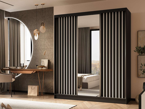 Schwebetürenschrank für das Schlafzimmer VENTURA Schwarz