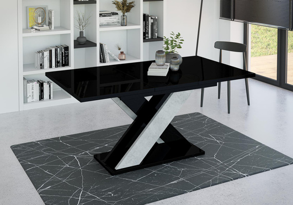 Esstische Modern AMI Schwarz Hochglanz+Stone