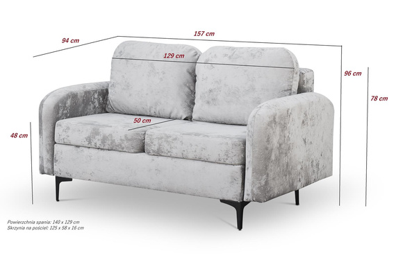 Schlafsofa klein 157 cm breit BELLA Blau