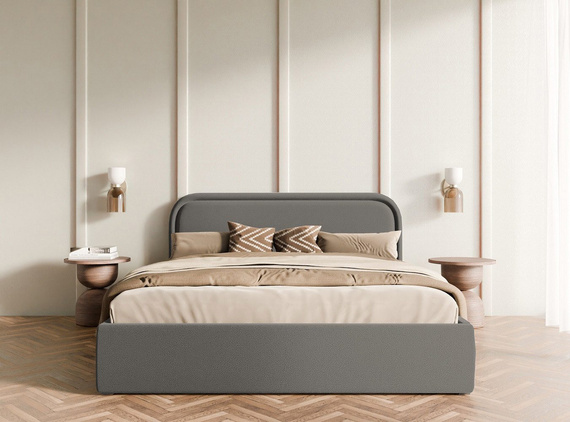 Graphit Polsterbett 140x200 mit Bettkasten Metallrahmen SAGA