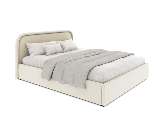 Creme Polsterbett 120x200 mit Bettkasten Metallrahmen  SAGA