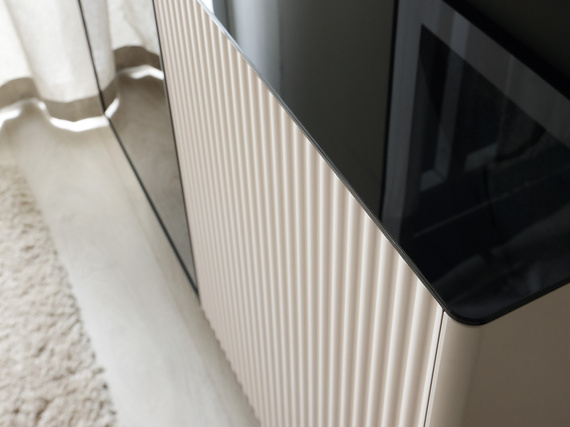 Vitrine LED Kaschmir geriffelt Glas OMBIS