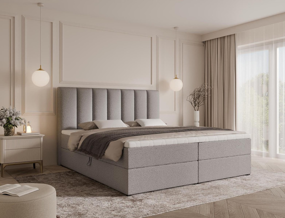 Boxbett mit zwei Bettkasten 200x200 Grau BELLS