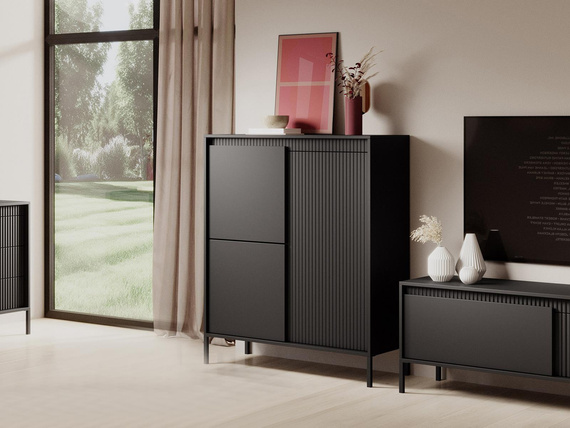 Moderne Kommode mit Lamellen JULO Schwarz