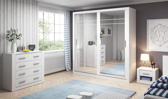 Schwebetürenschrank mit Spiegel ARTI 08 Weiß