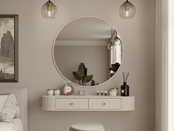 Hängend Schminktisch mit Rund Spiegel OVI