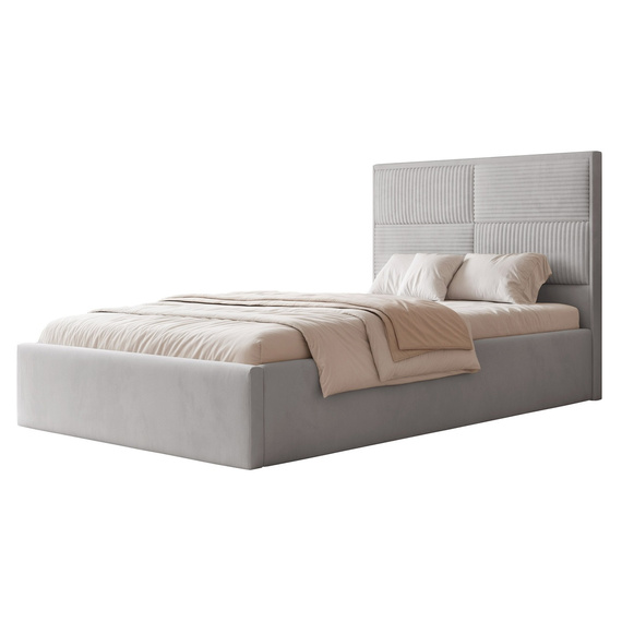 Grau Polsterbett mit Stauraum Metallrahmen 120x200 SAONA