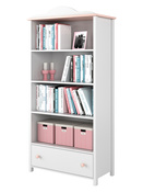 Regal für Mädchen LARA 85x42x171 cm weiß+rosa