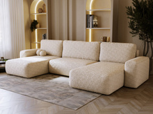 Creme Bouclé Sofa U-Form TEDIS