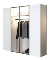 Moderner Kleiderschrank mit Glasfront und LED Beleuchtung Weiß STELLS