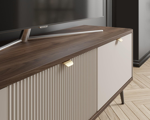 Stilvoller TV-Schrank LILIA Kaschmir + Nussbaum Breite: 130 cm