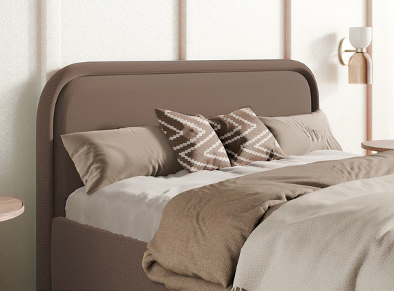 Braun Polsterbett 140x200 mit Bettkasten Holzrahmen SAGA