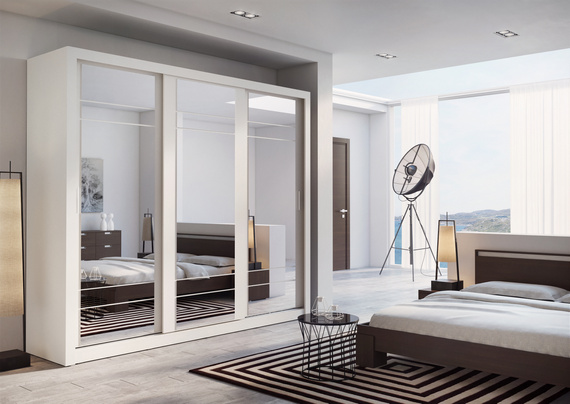 Schwebetürenschrank mit Spiegel und 2 Aufhänger ARTI 02 Weiß