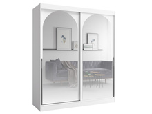 Moderne Schiebetürschrank mit Spiegel 180 Breit Weiß LUCY