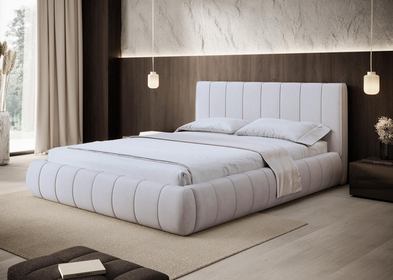 Elegant Designerbett Grau 200x200 Metallrahmen MISS