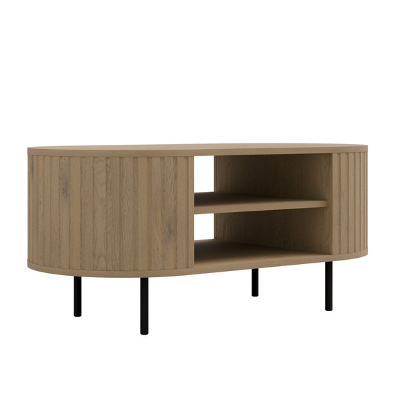 Oval Kaffeetisch mit regalen eiche cremona OVI