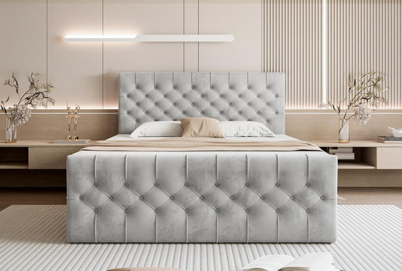 Exklusives Boxspringbett MIAMI mit hochwertiger H3 Matratz Grau 180x200 MIAMI 