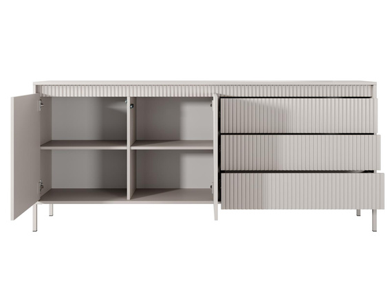 Kommode mit drei Schubladen und gerillte Front JULO Beige