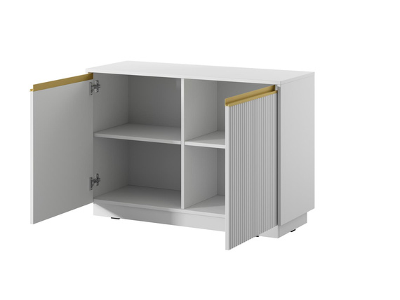 Kommode mit Rillenstruktur Gold Griffe GLAM Weiß