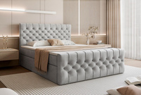 Exklusives Boxspringbett MIAMI mit hochwertiger H3 Matratz Grau 180x200 MIAMI