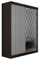 Schwebetürenschrank mit Lamellen und Spiegel LAMI graphit + weiß