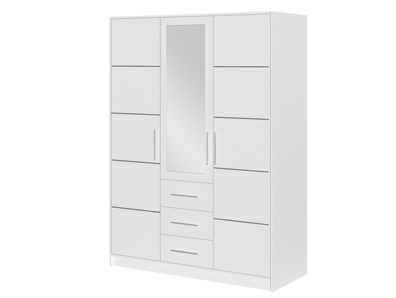 Kleiderschrank 3 Türen und 3 Schubladen ALEX Weiß