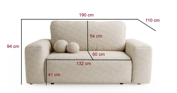 Schlafsofa 190 cm breit modern TEDIS Graphit
